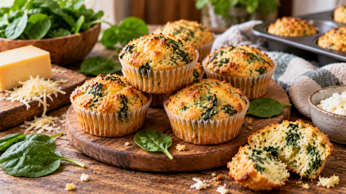Slané muffiny se špenátem a sýrem rychlá svačina do krabičky